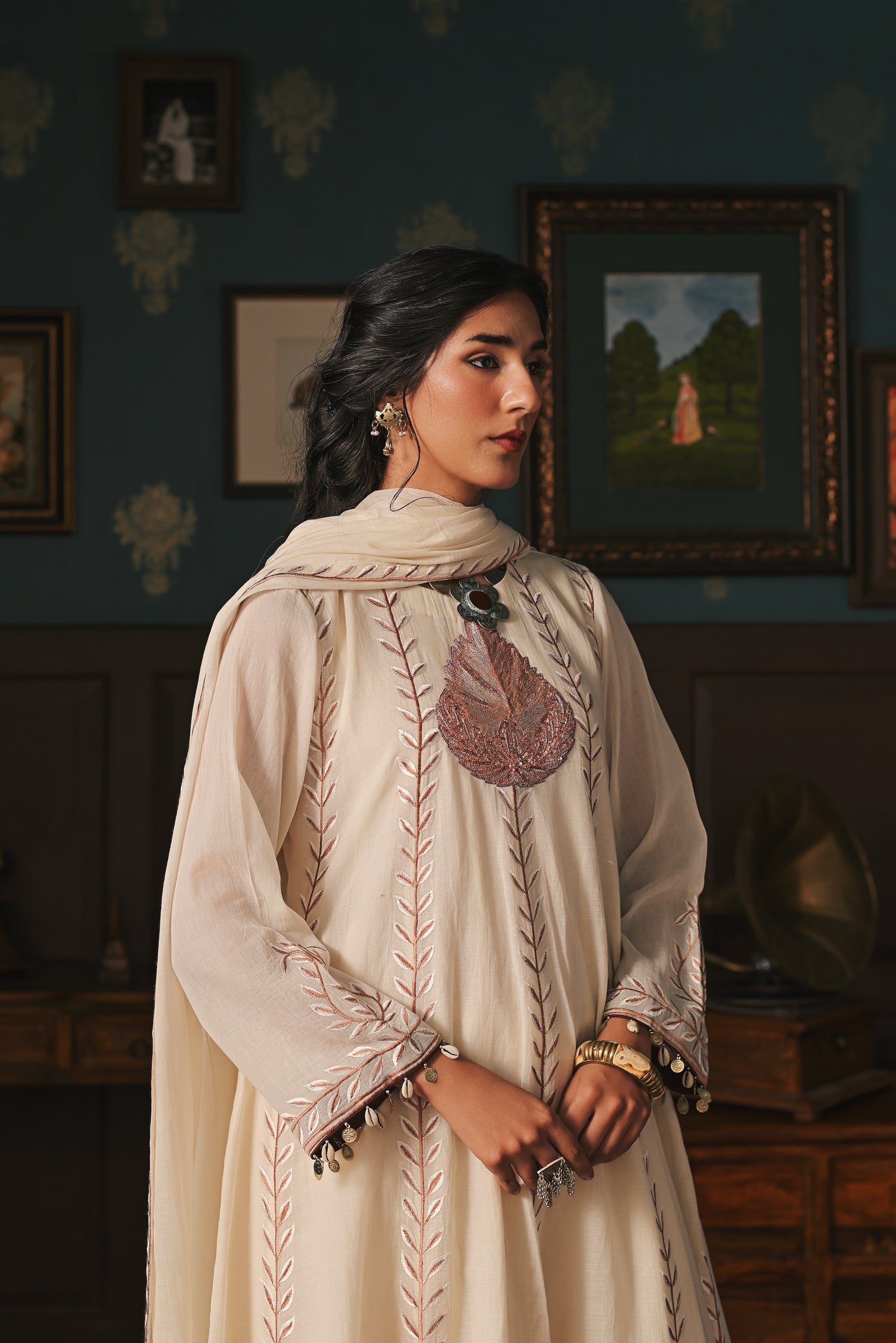 Beige Chinar Anarkali Set