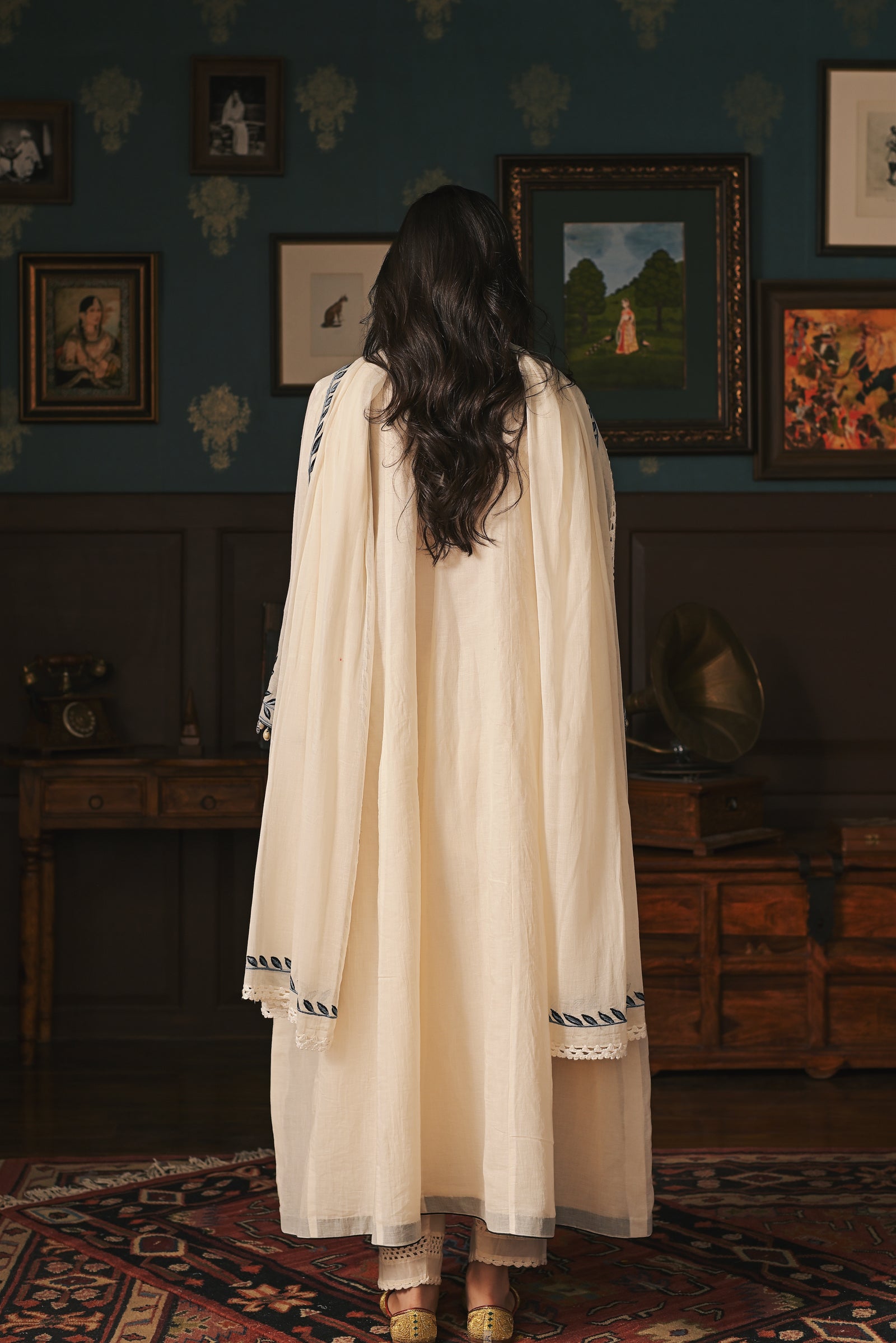 Blue Chinar Anarkali Set