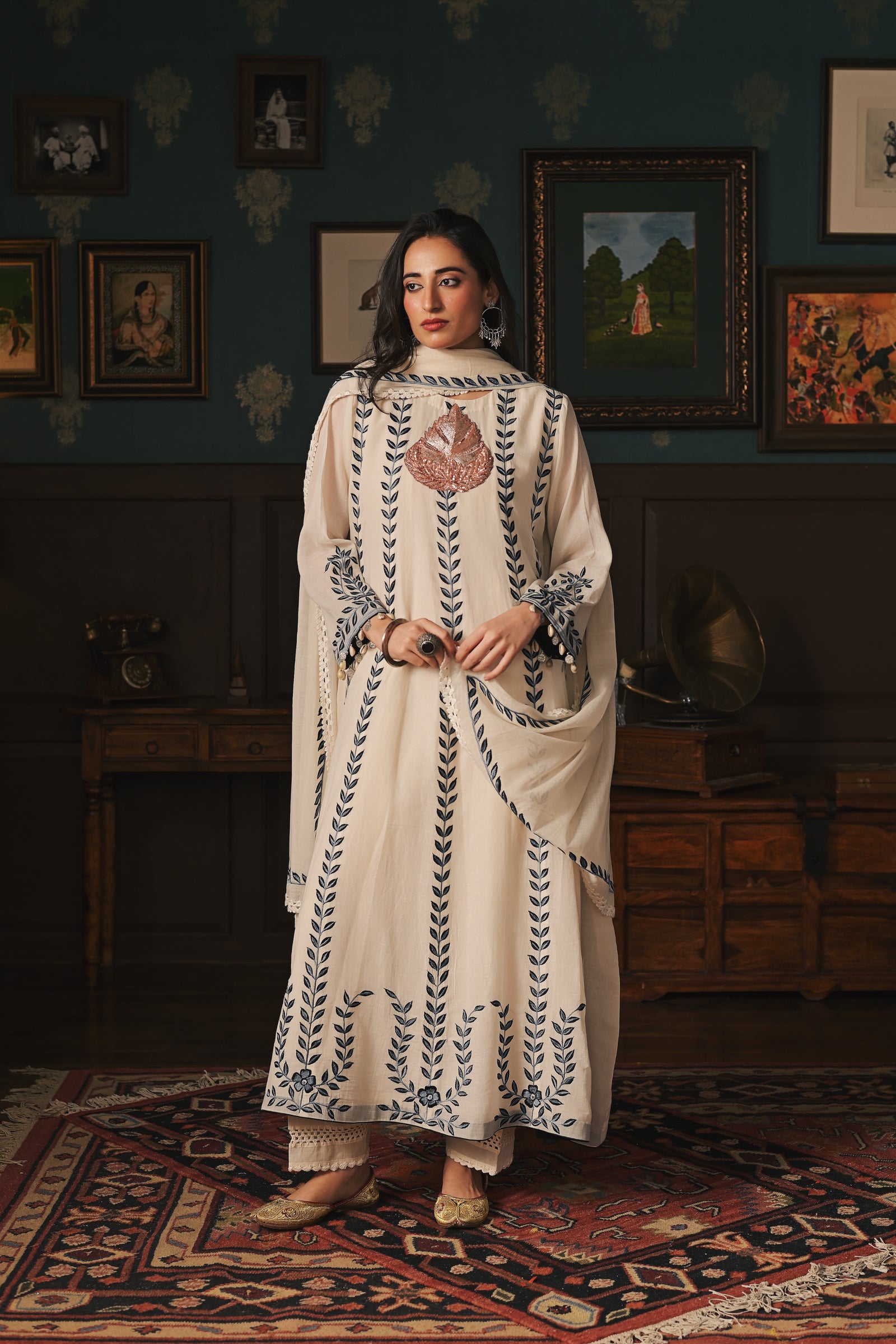 Blue Chinar Anarkali Set