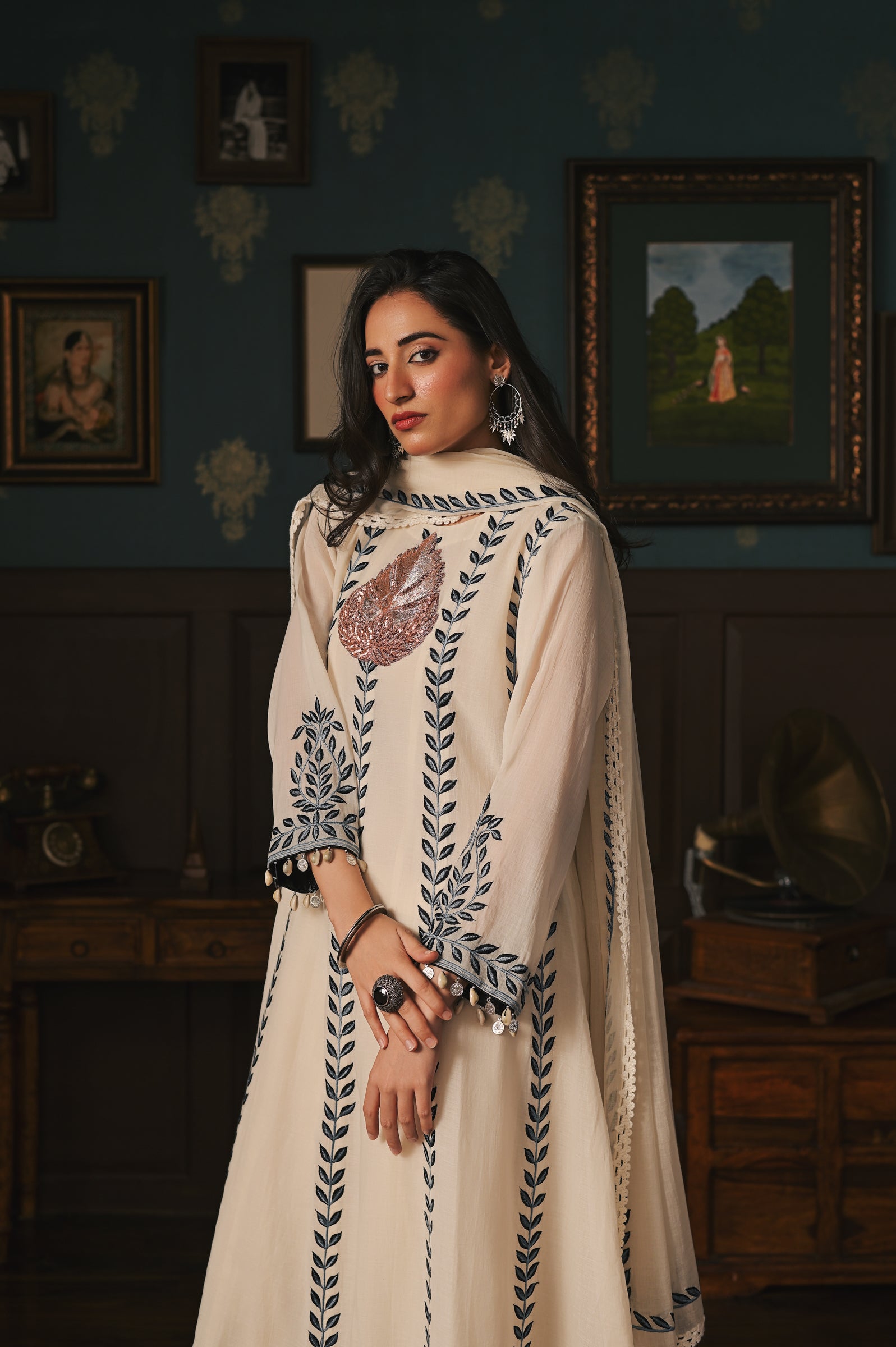 Blue Chinar Anarkali Set