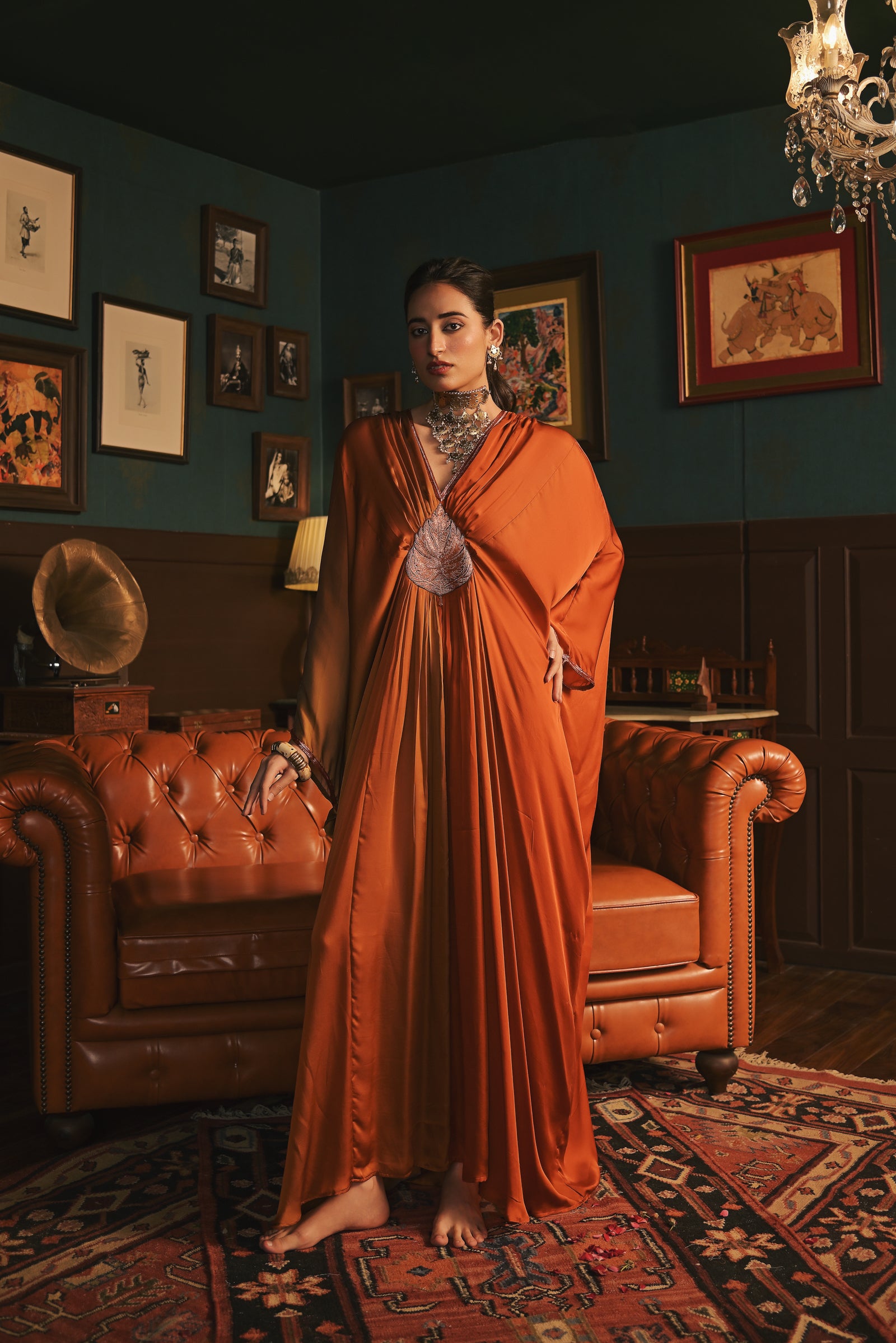 Ombre Satin Silk Kaftan