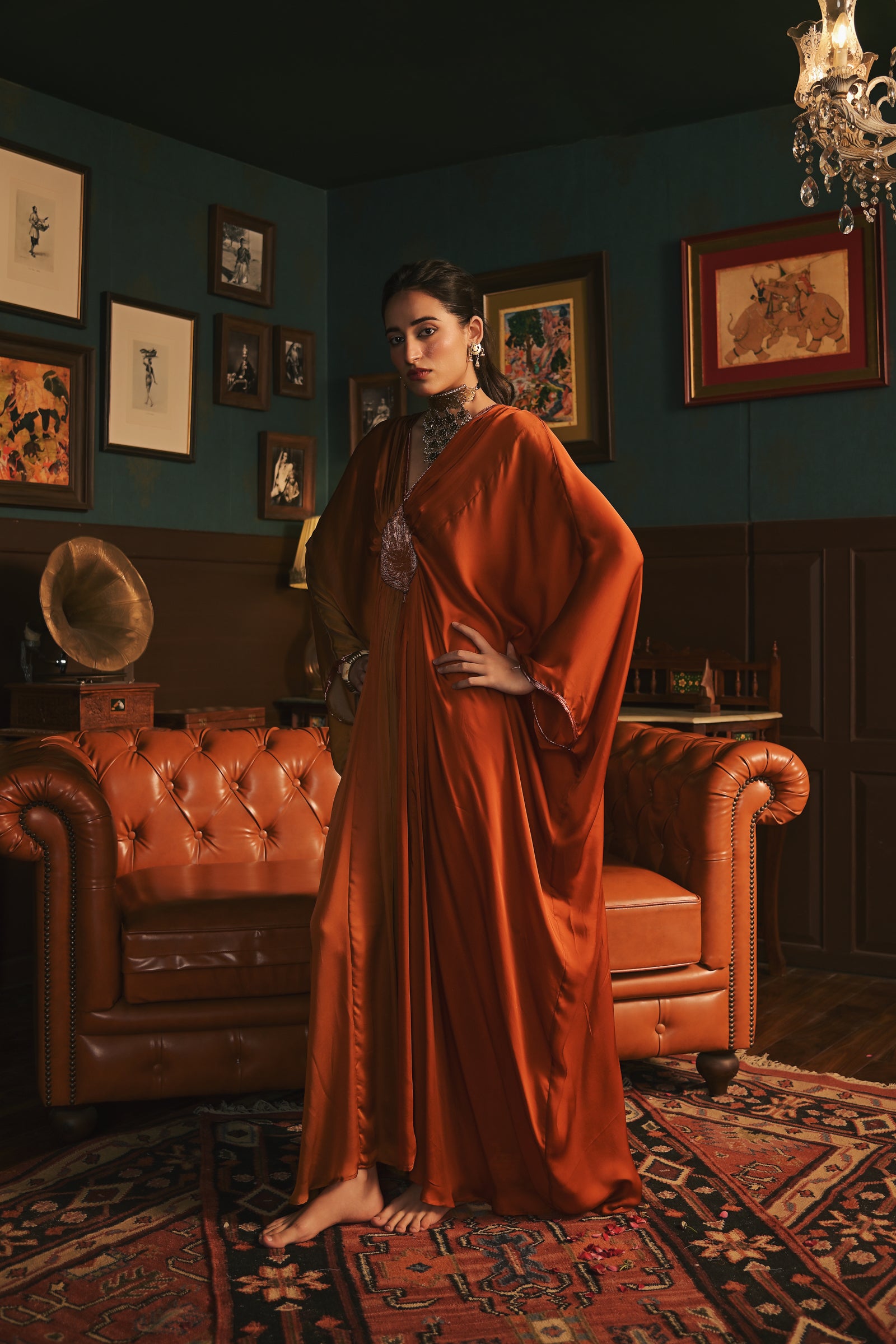 Ombre Satin Silk Kaftan